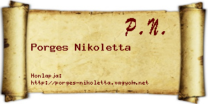 Porges Nikoletta névjegykártya